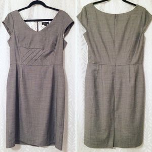 Tahari Arthur S. Levine Gray Pleat Sheath Dress 10
